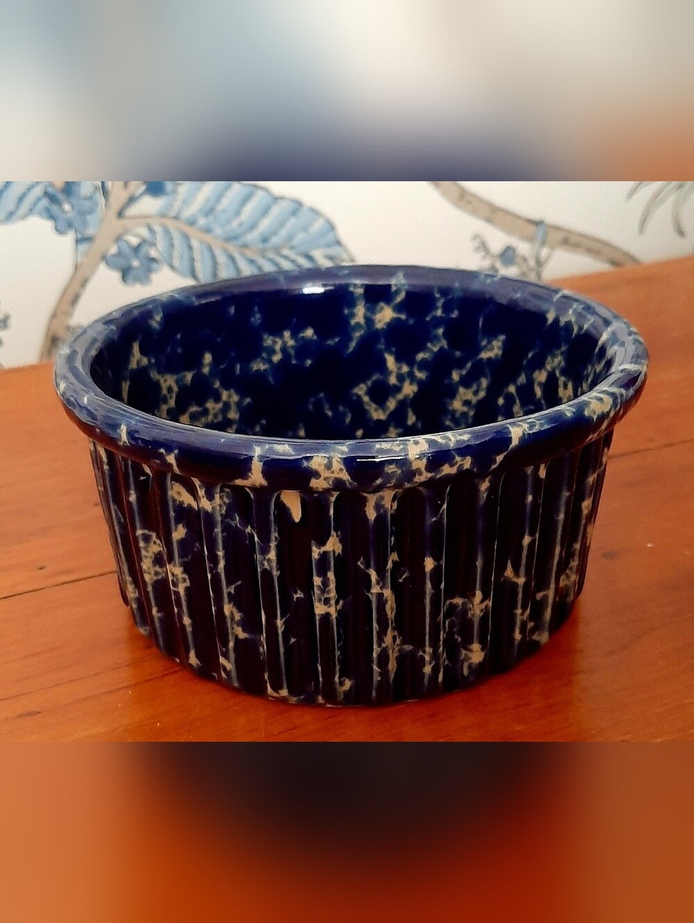VTG Bennington Pottery Vermont Blue Agate Pattern 5.75" Ramekin Crock Bowl